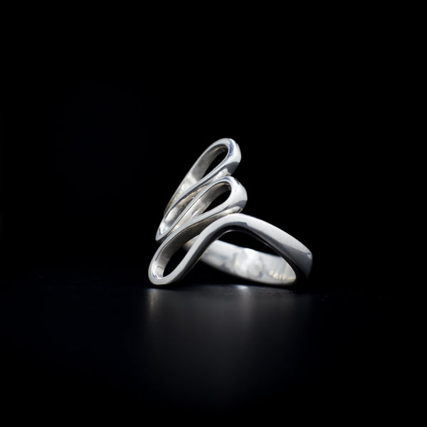 Ripple - Ring Sterling Silver 925 Carved Nature Modern Geometric Comfort Fit Solid Band
