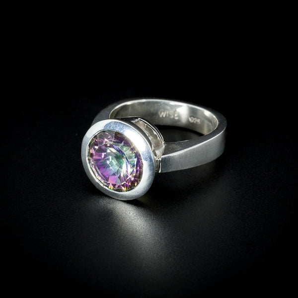 Satellite Gemstone Ring Silver 10mm