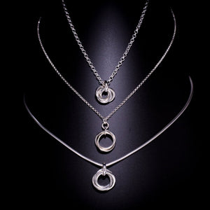 Helixium - Pendant Necklace Sterling Silver 925 3 Interwoven Energy Fine Chain 45cm 50cm Parrot Clasp 