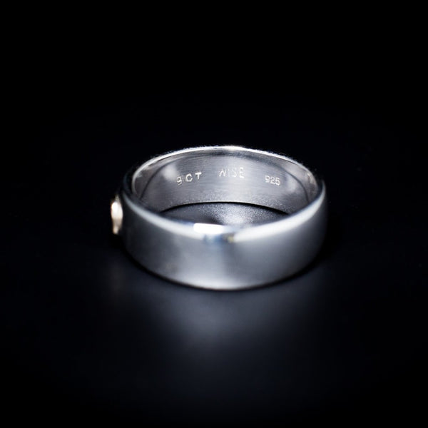 Serpico - Gemstone Ring Sterling Silver 925 Iolite 3mm Round 7.5x2.5mm Wide Band 9 Carat Bezel Men's Women's