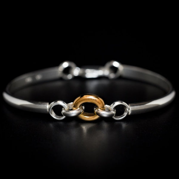 Oracle - 2 Arm Bracelet Solid 9 Carat Yellow or Rose Gold and Sterling Silver comfort fit Two-Tone Secure 925 Parrot Clasp.