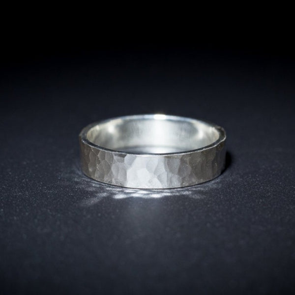Oasis slim - Ring Sterling Silver 925 5mm Band Hammered Handmade