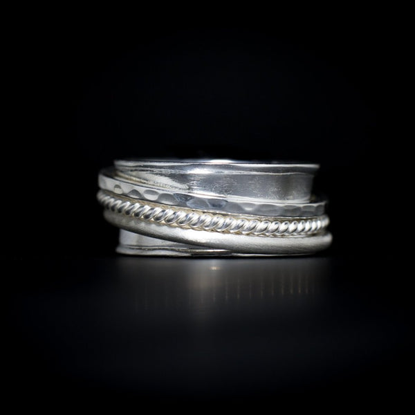 Saturn - Ring Sterling Silver 925 Spinner 4 Ring Heavy Handmade Wide