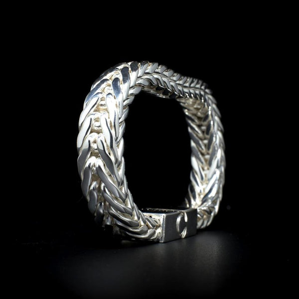 Serpentine Major - Link Bracelet Sterling Silver 925 Men & Womens Double lock Clasp