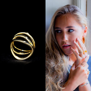 Illusion - Ring 9 Carat Yellow Rose  Gold 375 20mm Carved Solid Designer