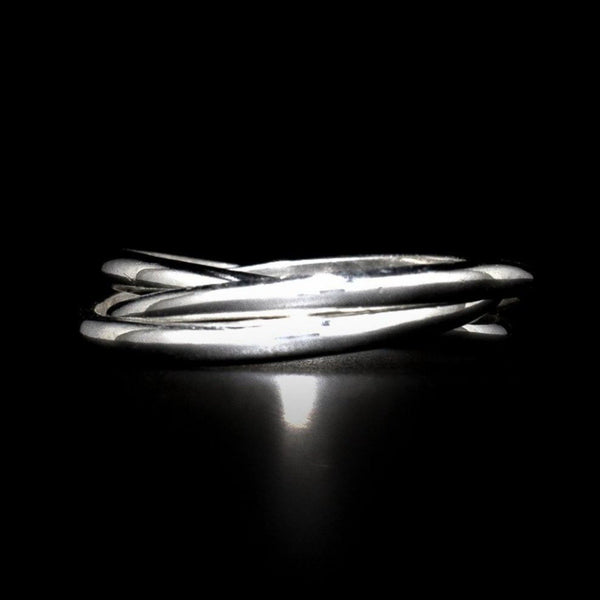 Elegant Wedder - Ring Sterling Silver 925 3 Interlocking Rings Comfort Handmade Wedding,