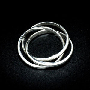 Elegant Wedder - Ring Sterling Silver 925 3 Interlocking Rings Comfort Handmade Wedding
