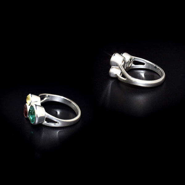 Trinity Gemstone Ring Silver